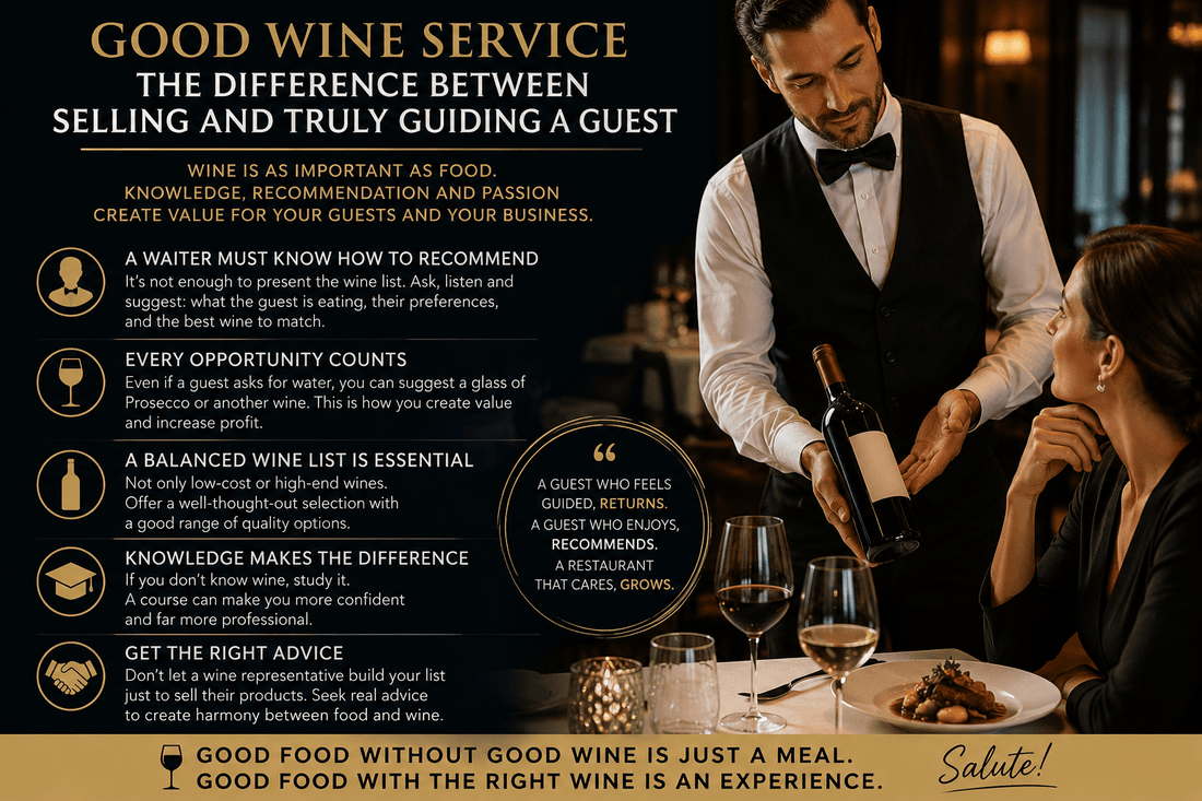 A waiter demonstrating wine knowledge and service skills in restaurants for exceptional guest experience.