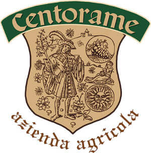 Logo of Centorame Attenda Agricola with a vintage design featuring a person and agricultural symbols.