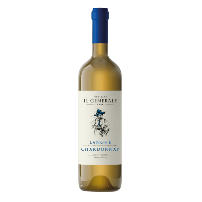 Langhe DOC Chardonnay by Dogliani Il Generale wine bottle showcasing elegant design and distinctive label.
