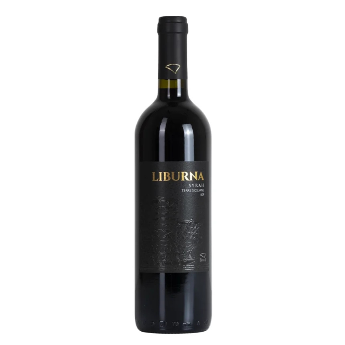 Liburna Syrah, IGP Terre Siciliane, a Sicilian red wine with a deep ruby color and expressive aroma.