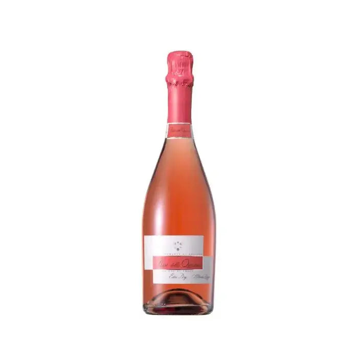 Bottle of Rosé della Quercia by Alberto Longo, a sparkling pink wine with elegant bubbles.