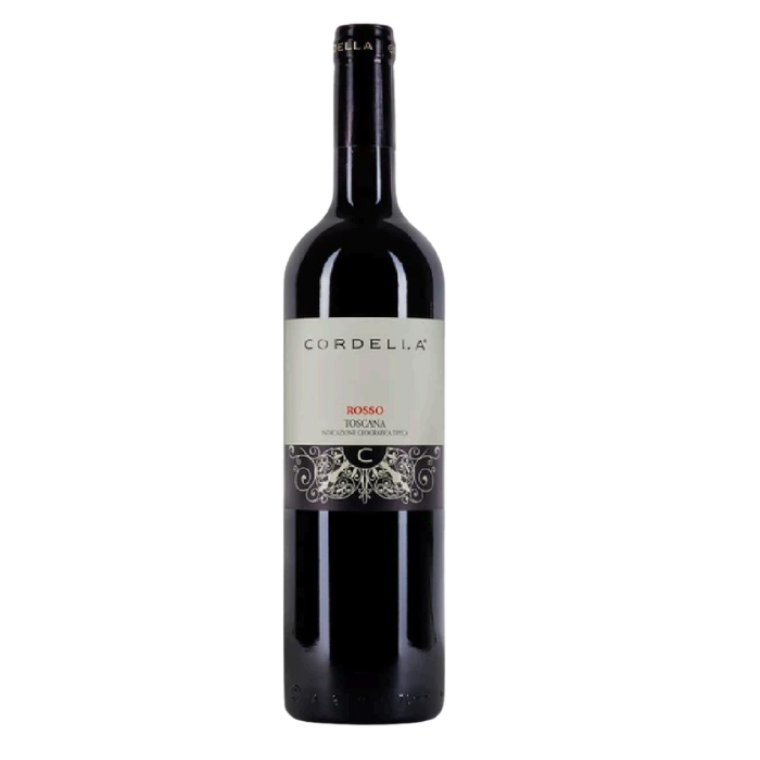 ROSSO TOSCANA IGT Organic by Maddalena Cordella, showcasing organic Tuscan red wine with a vibrant ruby color.