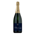 Bottle of Alberto Longo Brut Nature Spumante, featuring a sleek design with gold and dark blue accents.