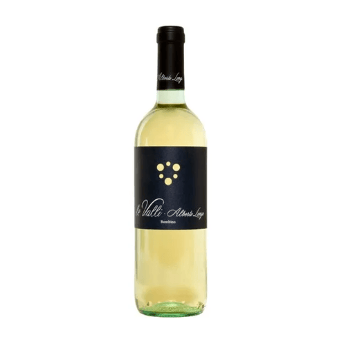Alberto Longo Le Valli IGP Bombino Bianco wine bottle image, showcasing fresh, aromatic southern Italian white wine, Le Valli Bombino.