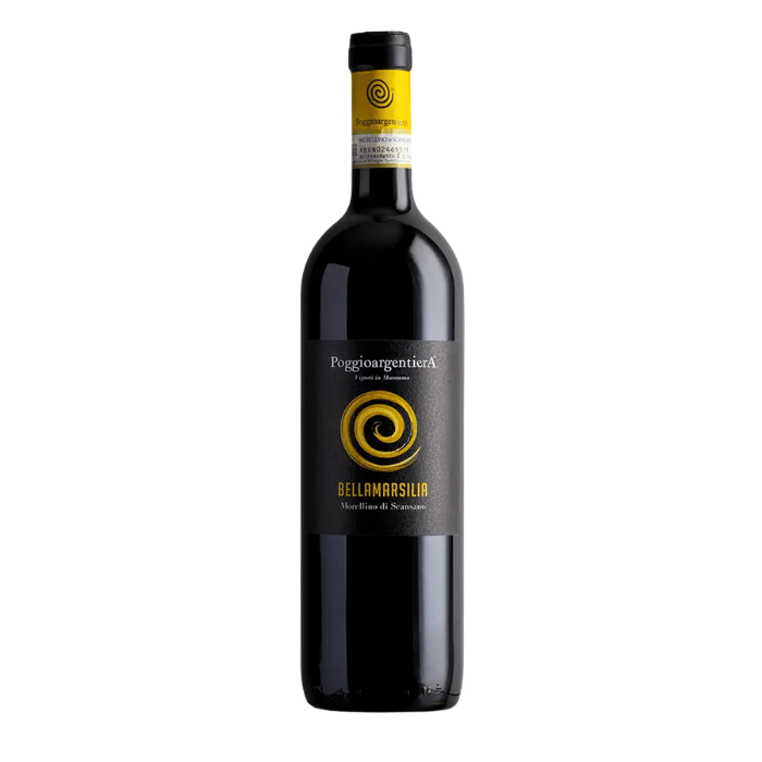 Bellamarsilia 1.5 LT bottle from Poggio Argentiera, Morellino di Scansano DOCG, vibrant Tuscan red wine.