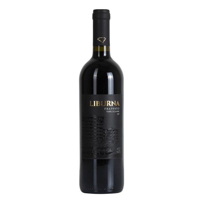 Liburna Frappato, Terre Siciliane IGP wine bottle with elegant label showcasing Sicilian red wine.