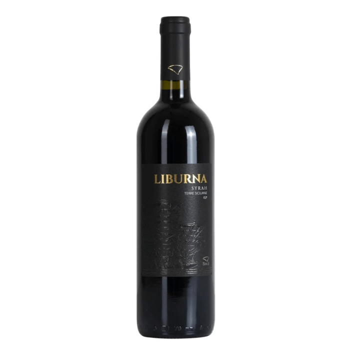 Liburna Syrah, IGP Terre Siciliane, a Sicilian red wine with a deep ruby color and expressive aroma.