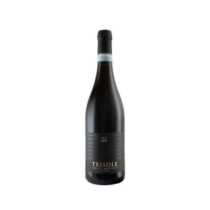 Trisole Nerello Mascalese DOC Sicilia wine bottle against a white background.