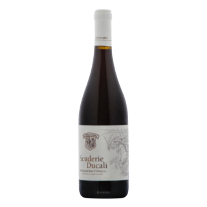 Centorame Montepulciano d'Abruzzo DOC Scuderie Ducali wine bottle with rich ruby color