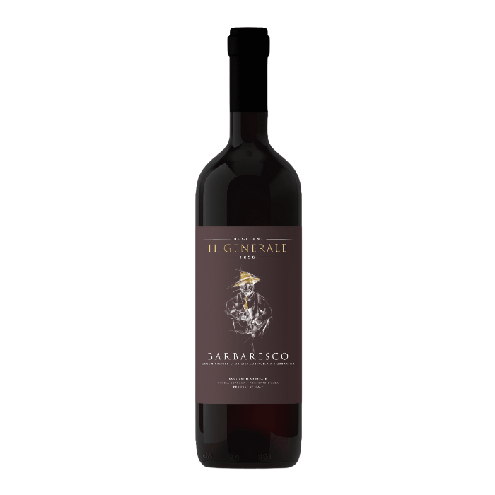 Barbaresco DOCG wine bottle by Dogliani Il Generale, featuring elegant design and rich flavor profile.