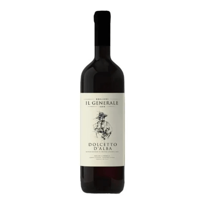 Dolcetto d'Alba DOC Dogliani "Il Generale" red wine bottle with elegant label design