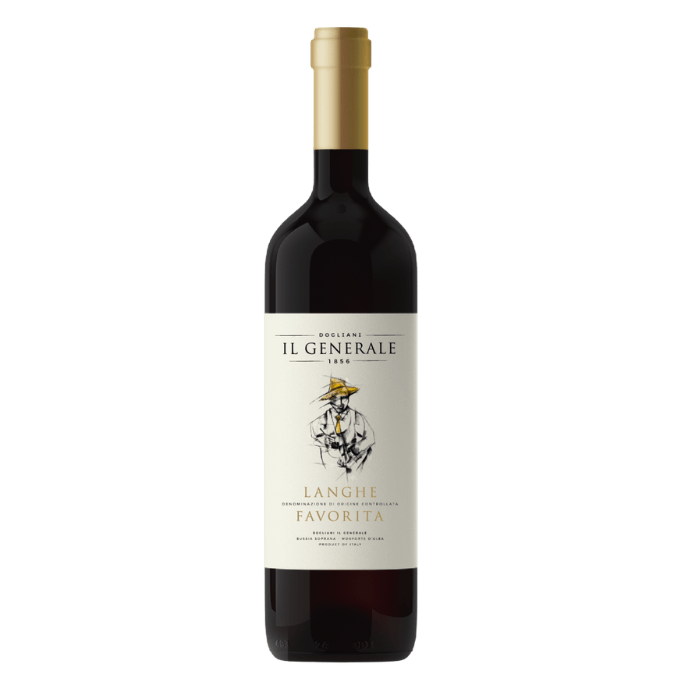 Dogliani “Il Generale” Langhe DOC Favorita wine bottle with elegant label design.