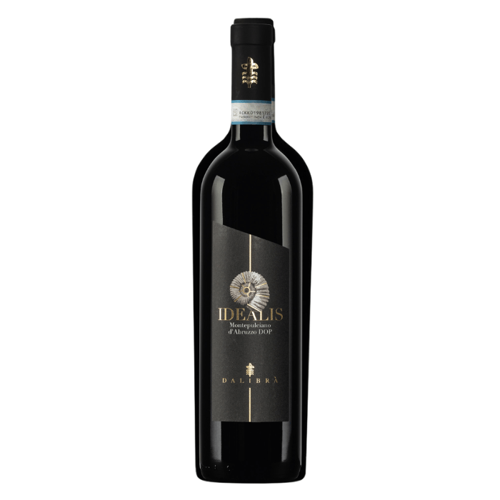 Bottle of IDEALIS Montepulciano d'Abruzzo DOP wine, showcasing its elegant design and authentic label.