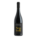 Bottle of La Murgese Nero di Troia organic red wine showcasing deep ruby color and elegant label.