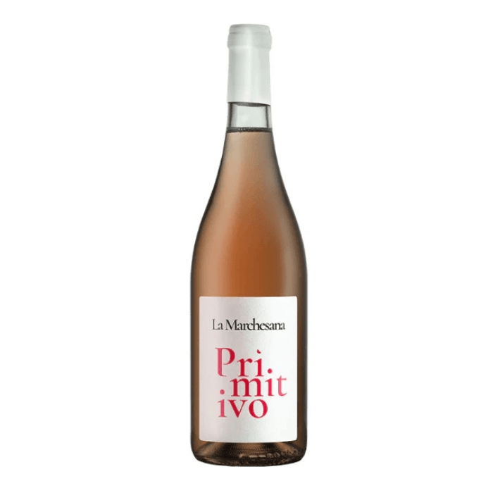 Polvanera organic rosato wine bottle featuring Primitivo grape variety from Puglia, IGT.